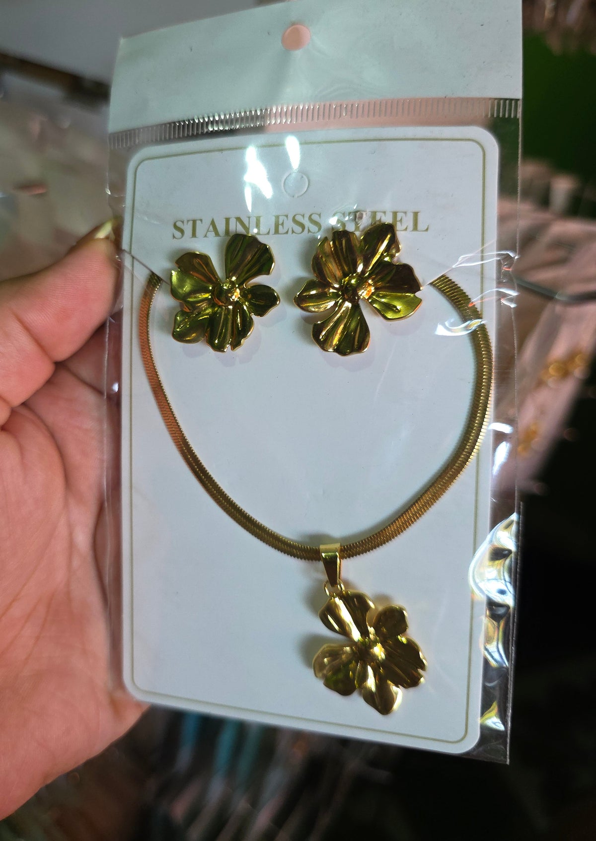 Conjunto aretes y cadena plana