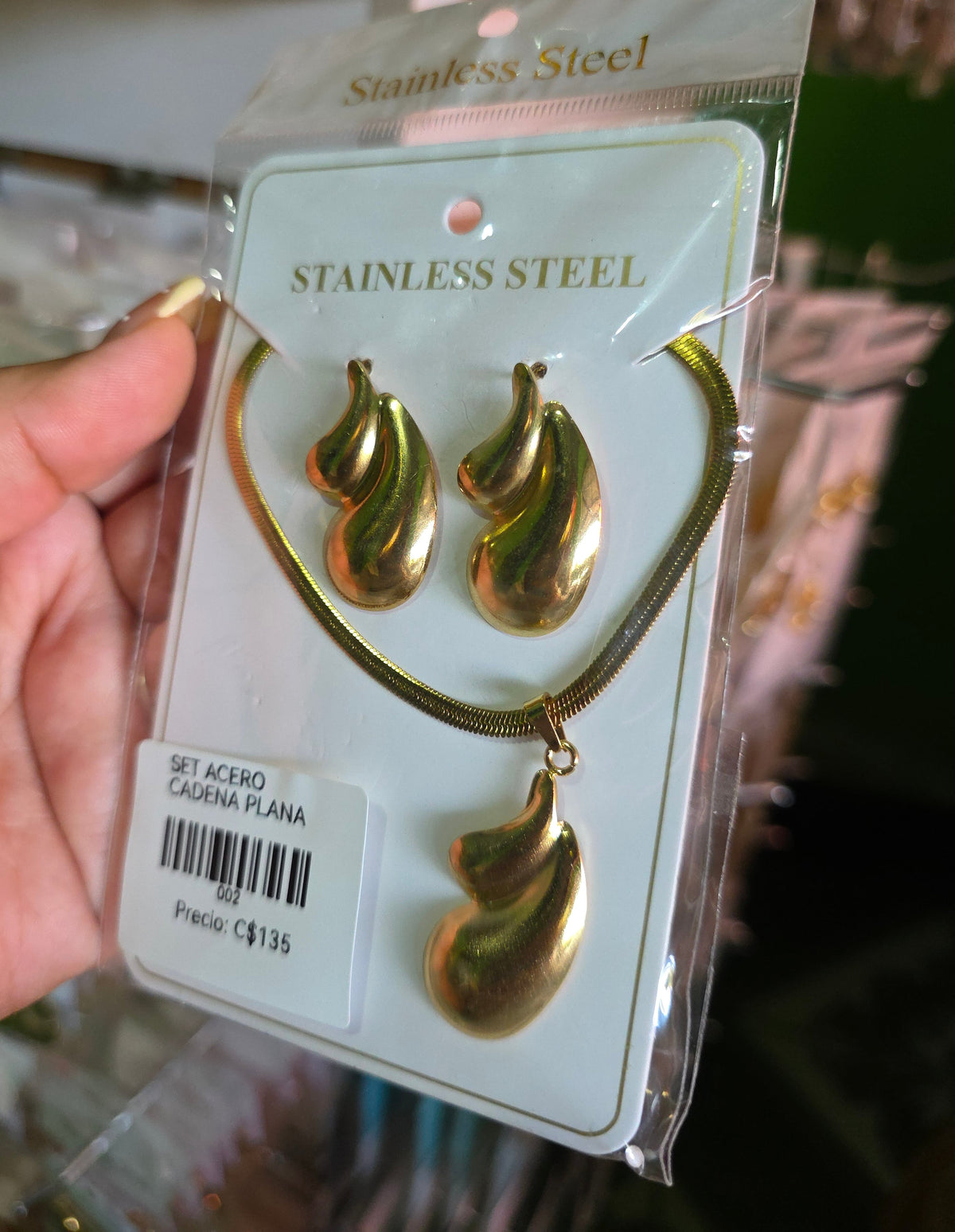 Conjunto aretes y cadena plana
