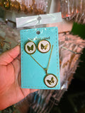 Conjunto aretes y cadena esmaltado