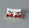 Arete mini cereza, forma de corazón enchapado