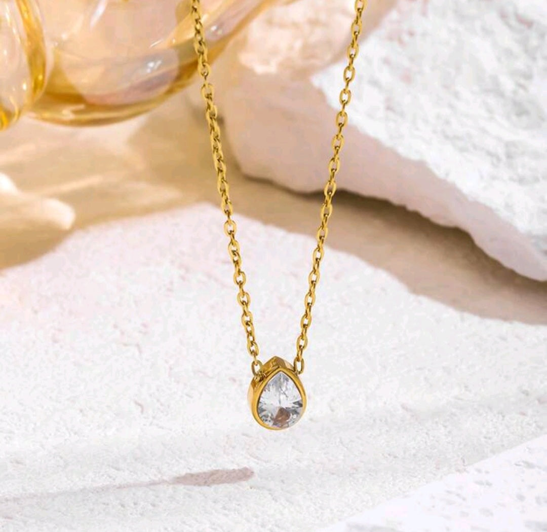 Cadena gota circon blanco